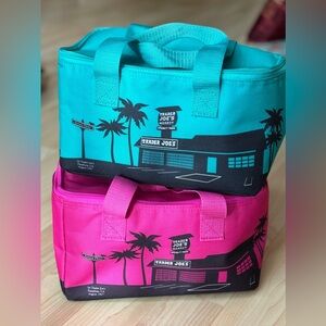 Trader Joe’s mini-insulated totes. Teal and Magenta.